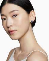 Cushion Stud Earrings in 18K White Gold with Pavé Sapphires, 8mm